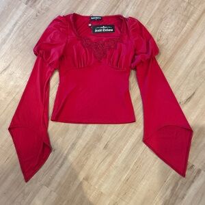 Scarlet Darkness Red Bell Sleeve Blouse